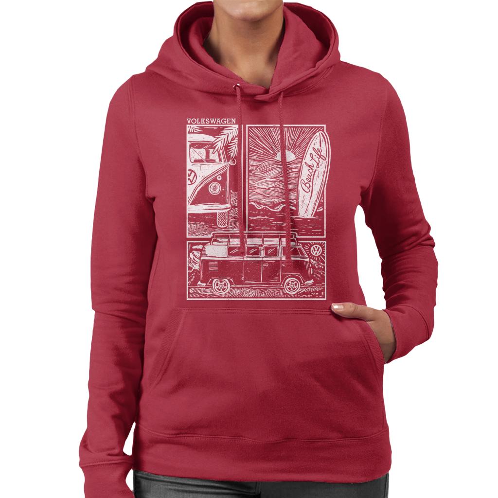 Volkswagen T1 Camper Beach Life Doodle Women's Hooded product image 6