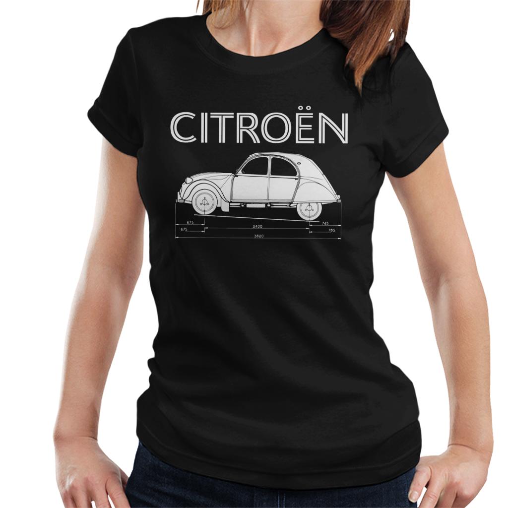 Citroën 2CV Dimensions White Diagram Women's T-Shirt product image 1