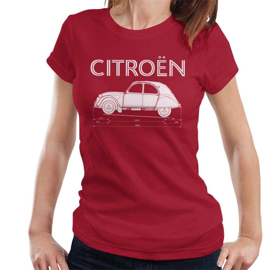 Citroën 2CV Dimensions White Diagram Women's T-Shirt product image 6