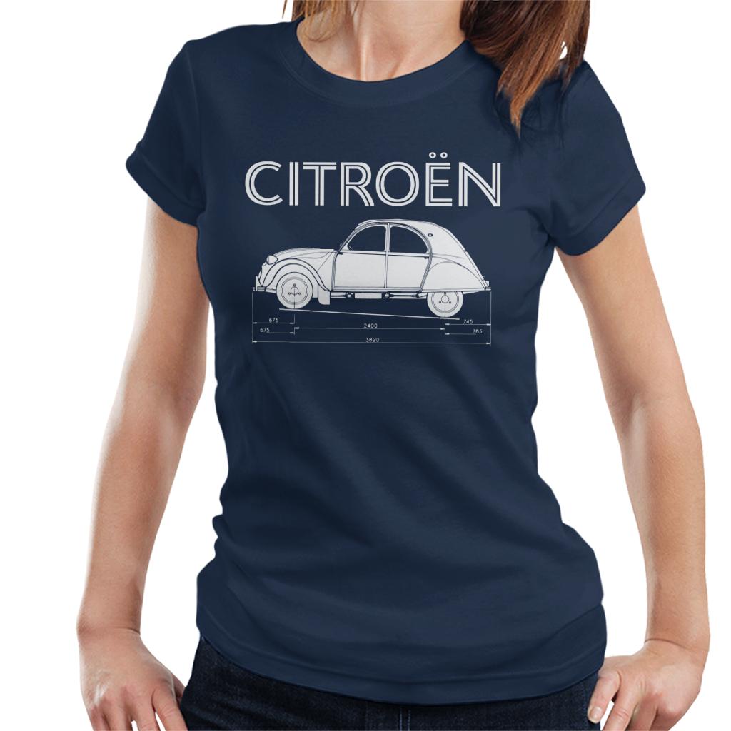 Citroën 2CV Dimensions White Diagram Women's T-Shirt product image 4