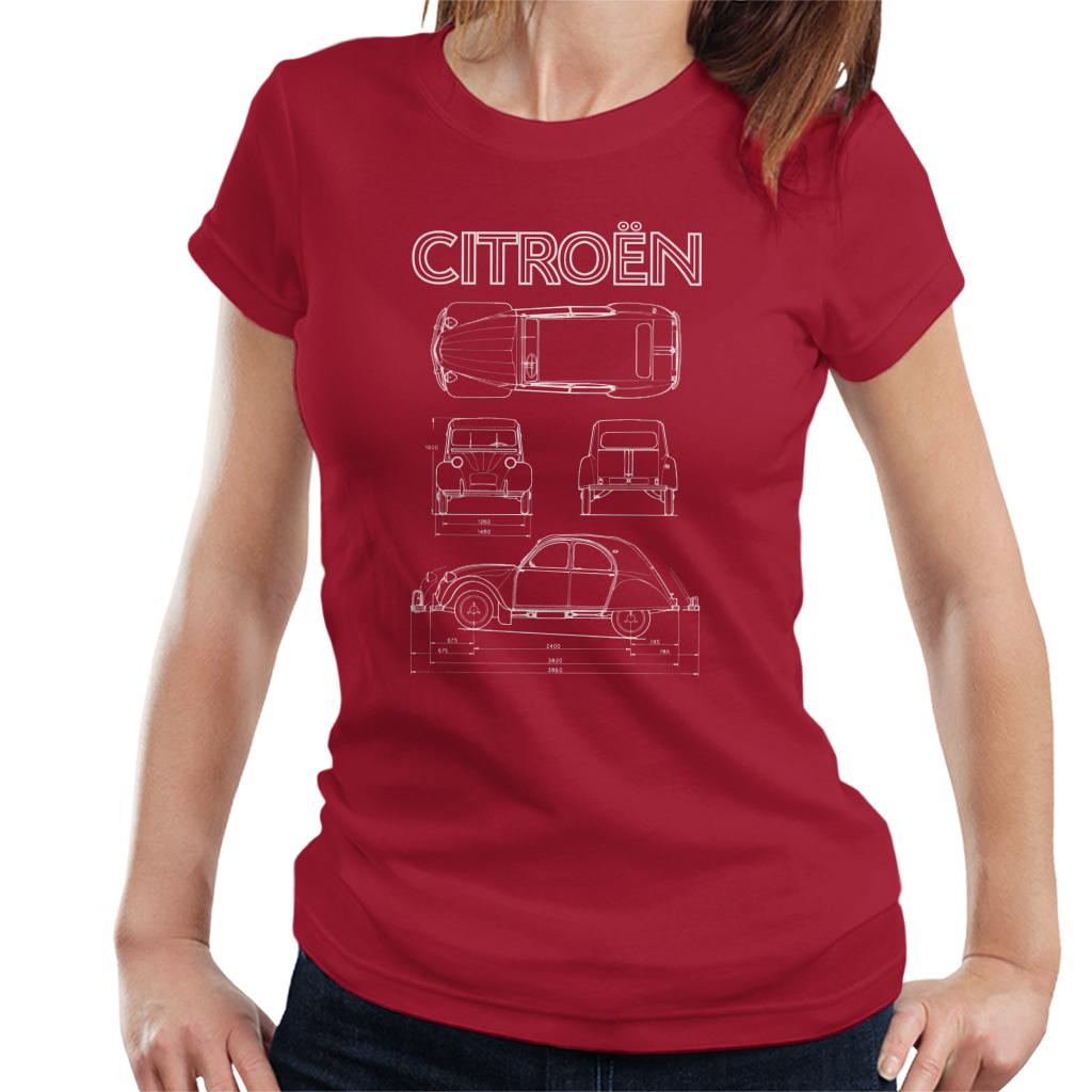 Citroën 2CV White Diagram Views Women's T-Shirt product image 6