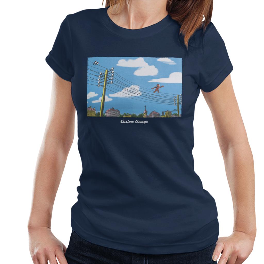 Curious George Walking On Telephone Lines Women's T-Shirt product image 4