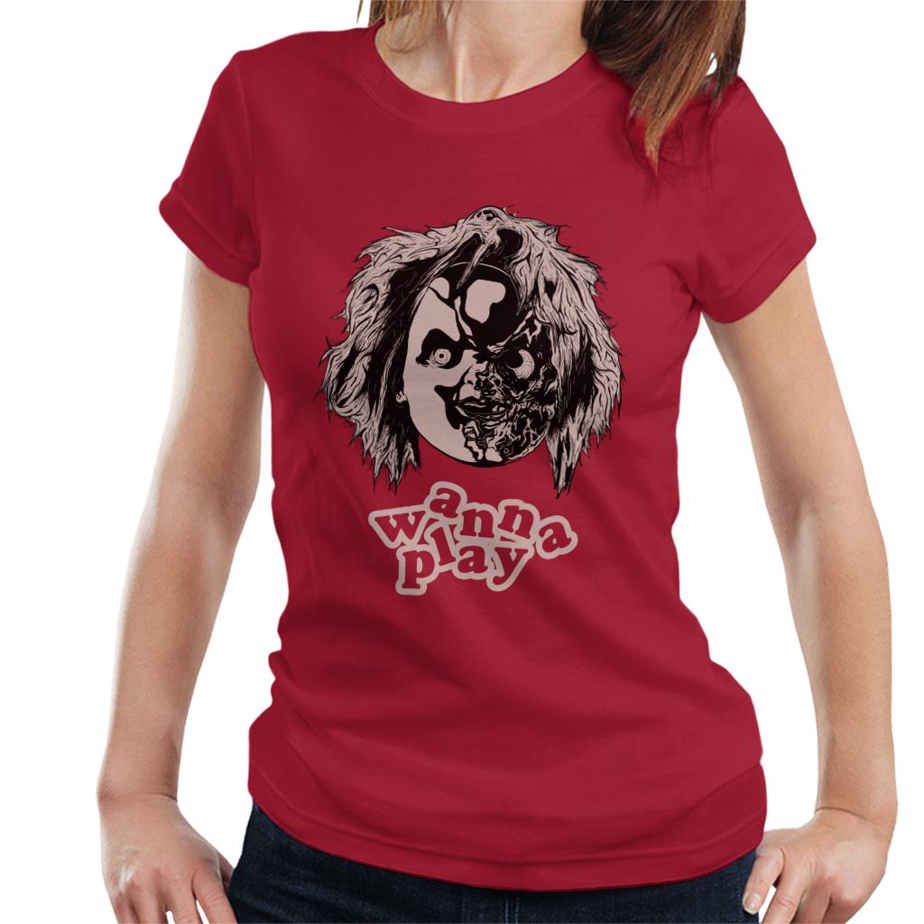 Chucky Half Face Wanna Play Women's T-Shirt product image 4