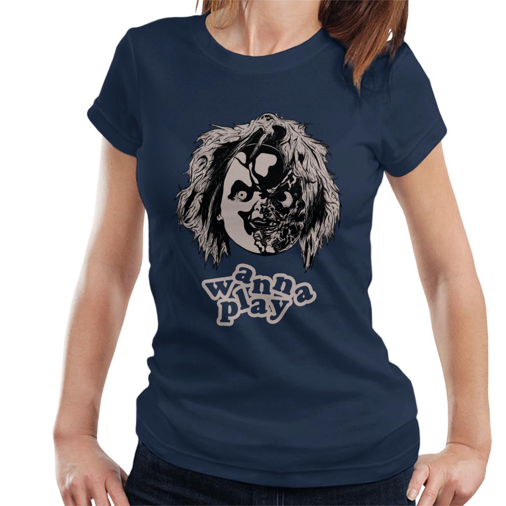 Chucky Half Face Wanna Play Women's T-Shirt product image 1