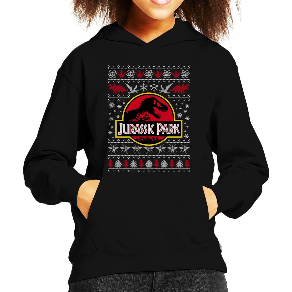 Jurassic Park Logo Christmas Knit Pattern Kid's Hooded product image 1