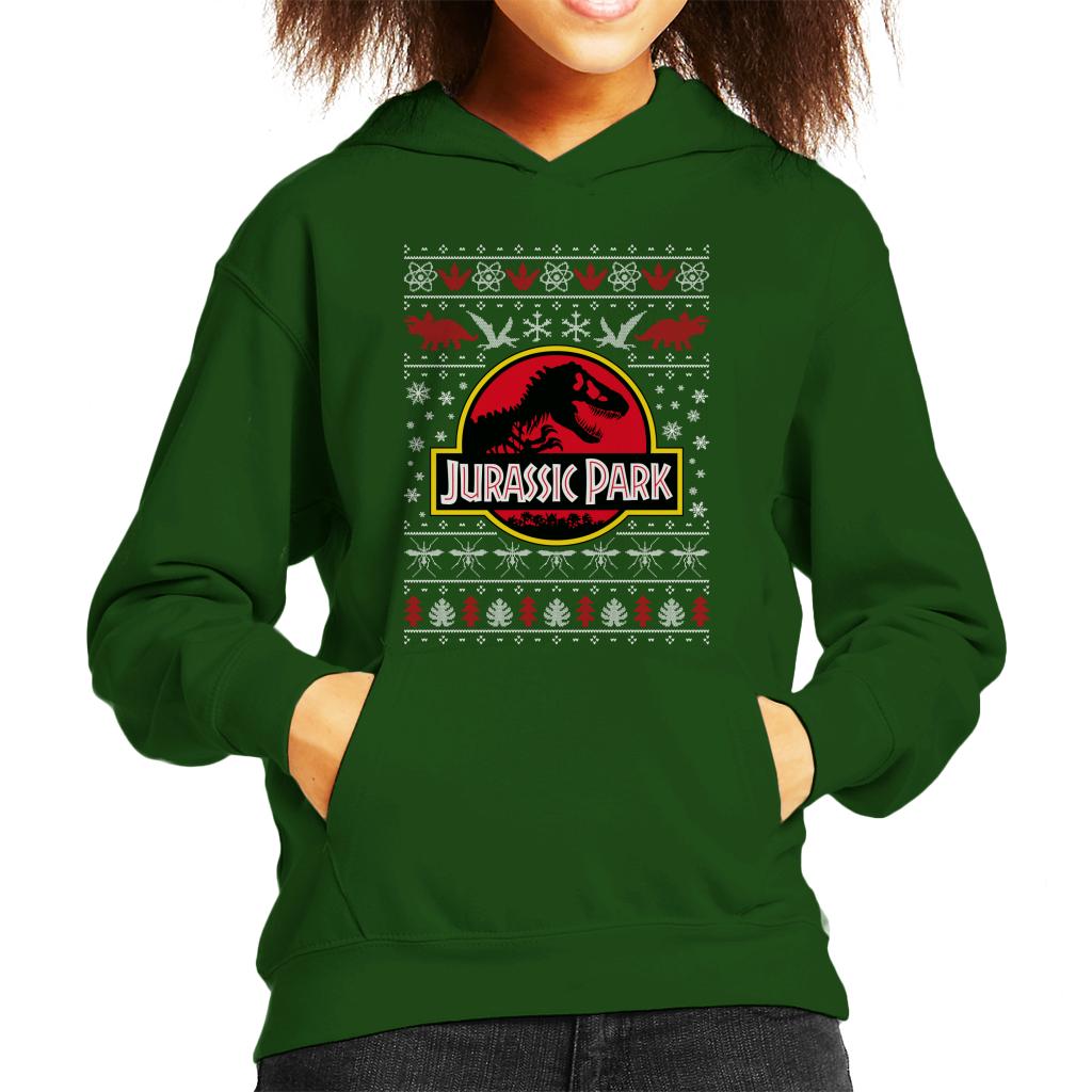 Jurassic Park Logo Christmas Knit Pattern Kid's Hooded product image 6