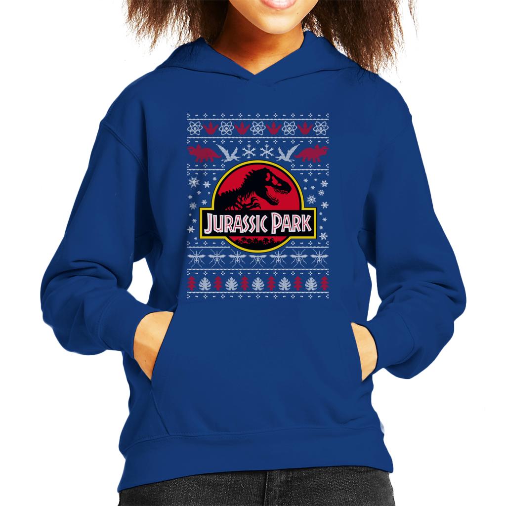 Jurassic Park Logo Christmas Knit Pattern Kid's Hooded product image 4