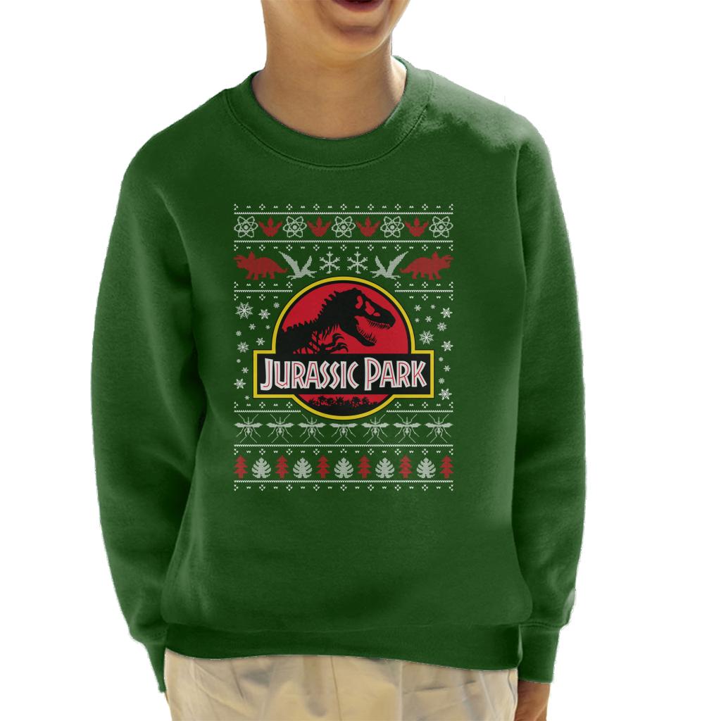Jurassic Park Logo Christmas Knit Pattern Kid's Sweatshirt product image 6