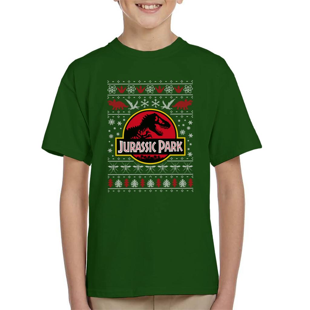 Jurassic Park Logo Christmas Knit Pattern Kid's T-Shirt product image 6
