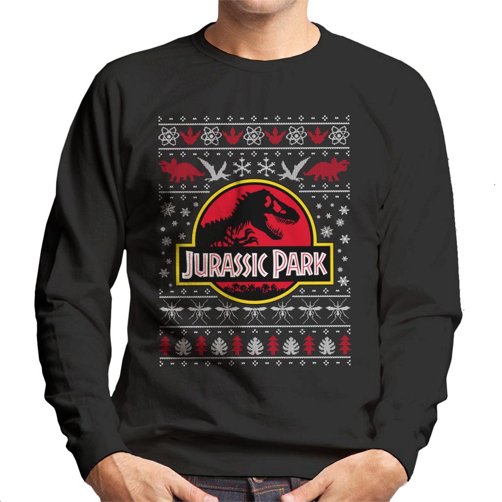 Jurassic Park Logo Christmas Knit Pattern Men's Sweatshirt product image 1