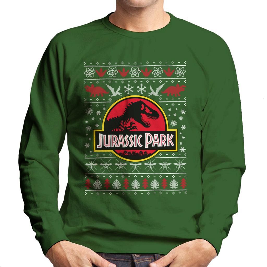 Jurassic Park Logo Christmas Knit Pattern Men's Sweatshirt product image 6