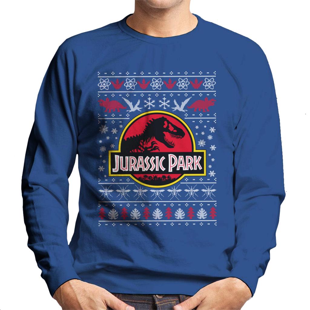 Jurassic Park Logo Christmas Knit Pattern Men's Sweatshirt product image 4