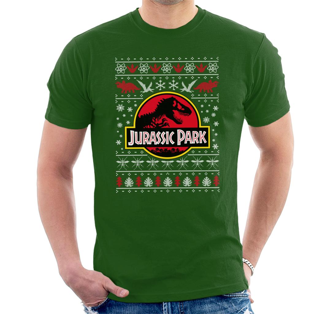 Jurassic Park Logo Christmas Knit Pattern Men's T-Shirt product image 6