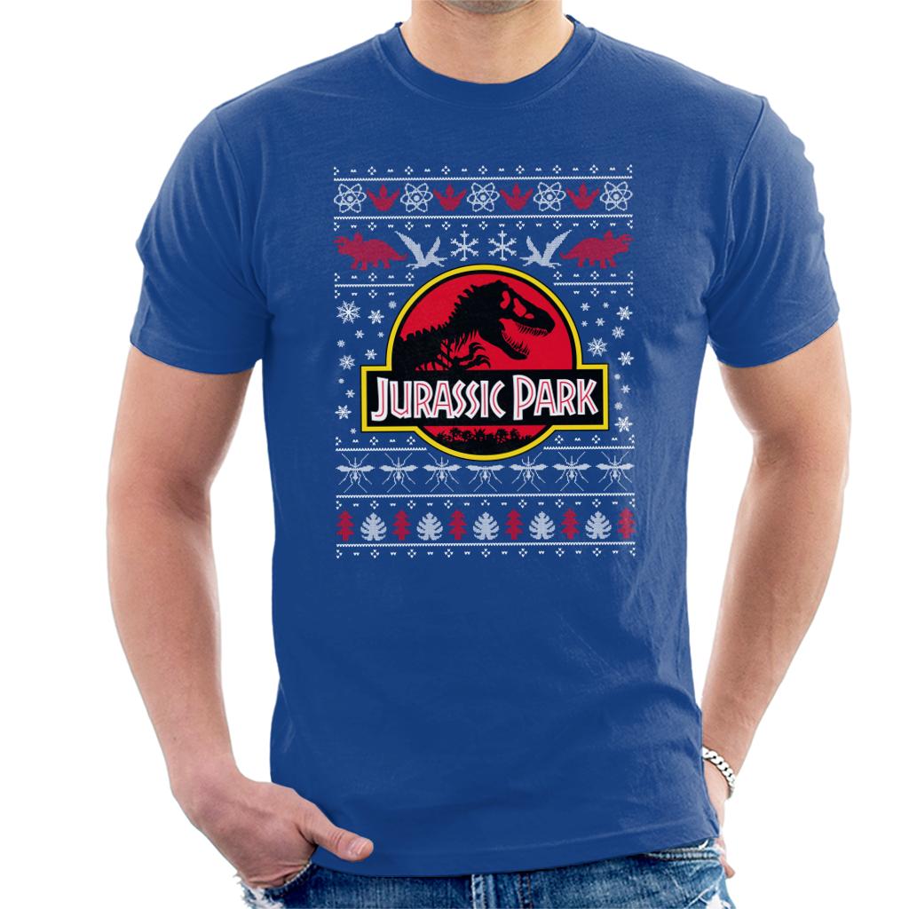 Jurassic Park Logo Christmas Knit Pattern Men's T-Shirt product image 4