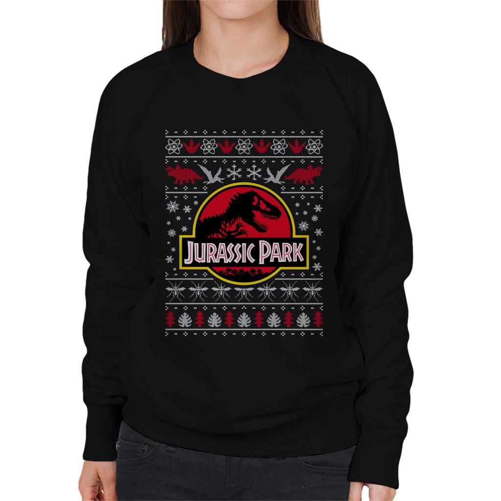 Jurassic Park Logo Christmas Knit Pattern Women's Sweatshirt product image 1