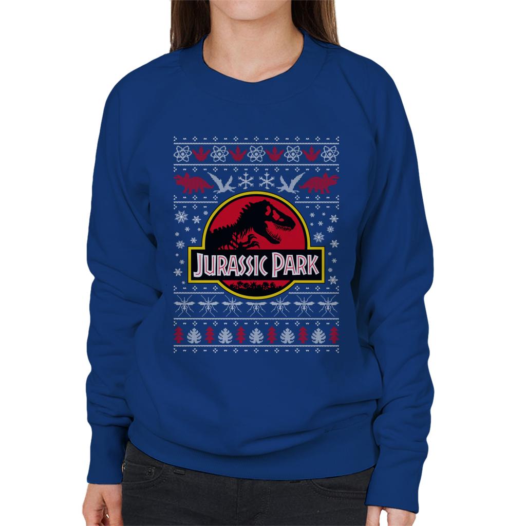 Jurassic Park Logo Christmas Knit Pattern Women's Sweatshirt product image 4