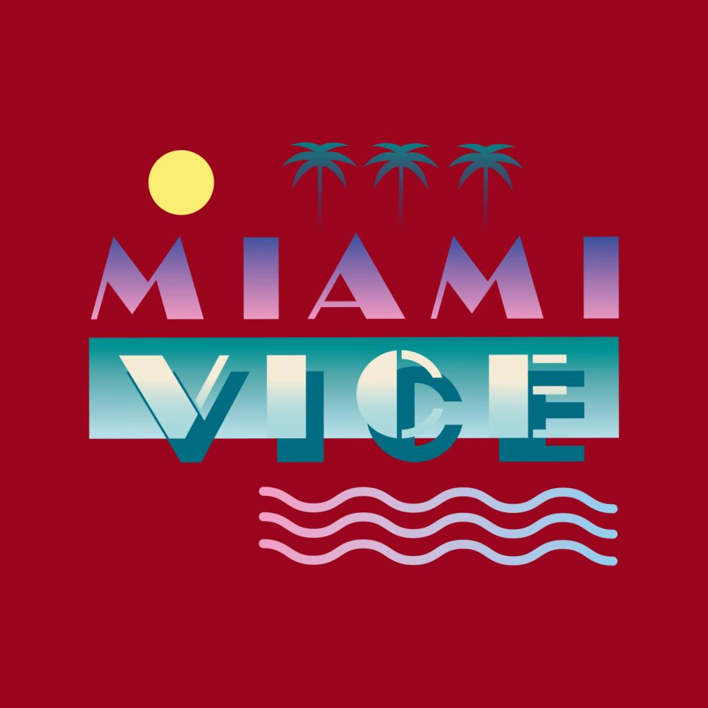 Miami Vice Logo With Sun And Palm Trees Women's T-Shirt product image 5