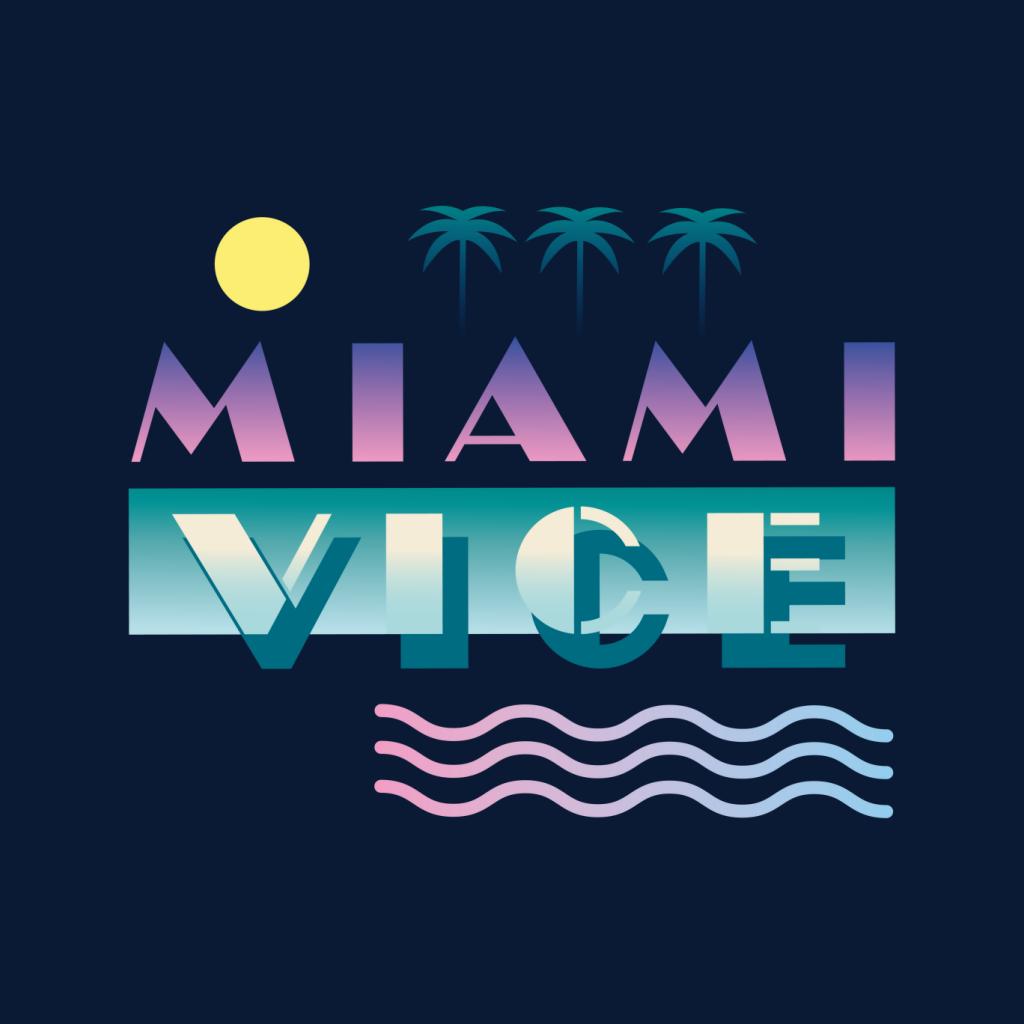 Miami Vice Logo With Sun And Palm Trees Women's T-Shirt product image 2