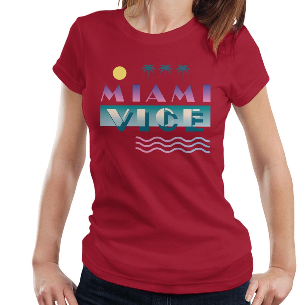 Miami Vice Logo With Sun And Palm Trees Women's T-Shirt product image 4