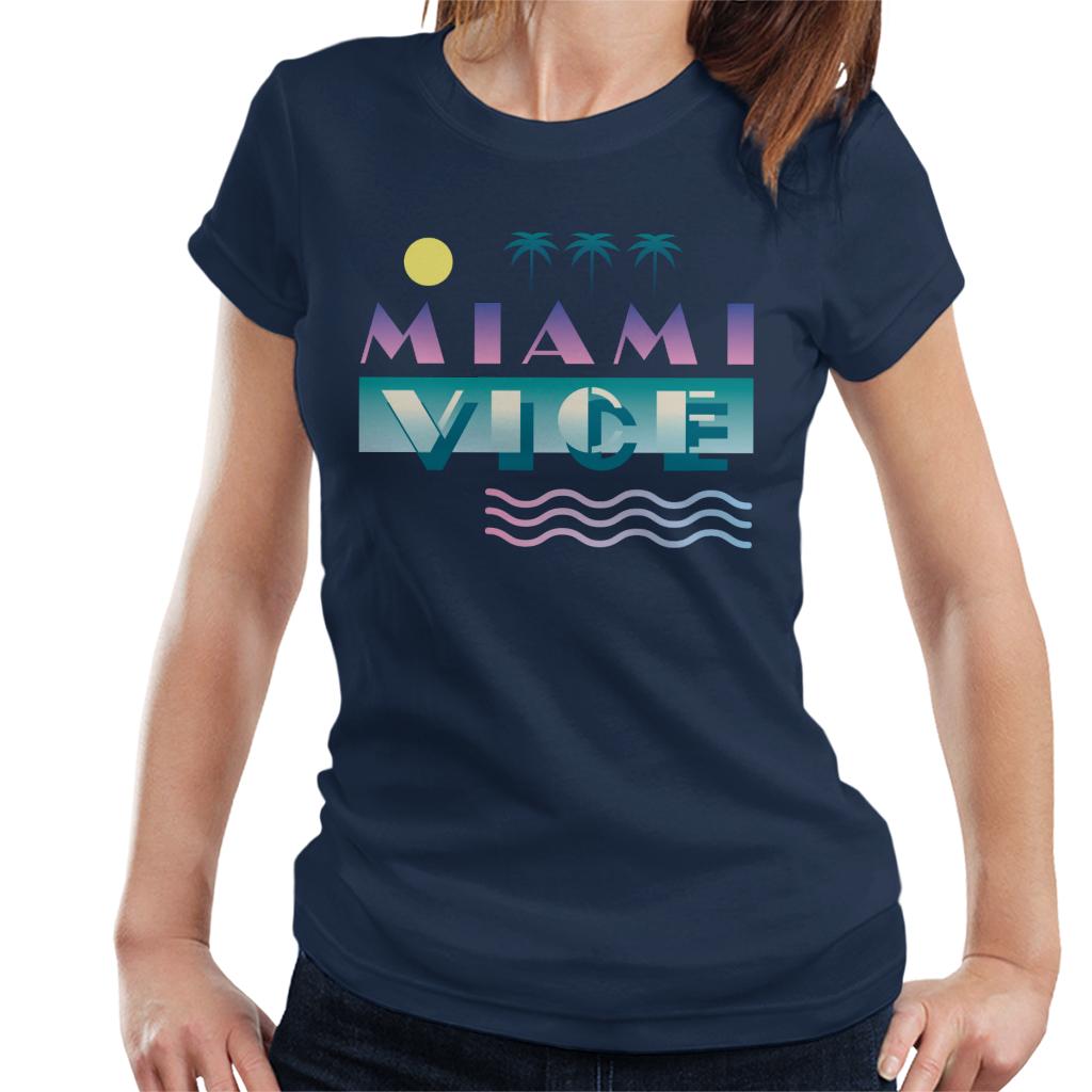 Miami Vice Logo With Sun And Palm Trees Women's T-Shirt product image 1