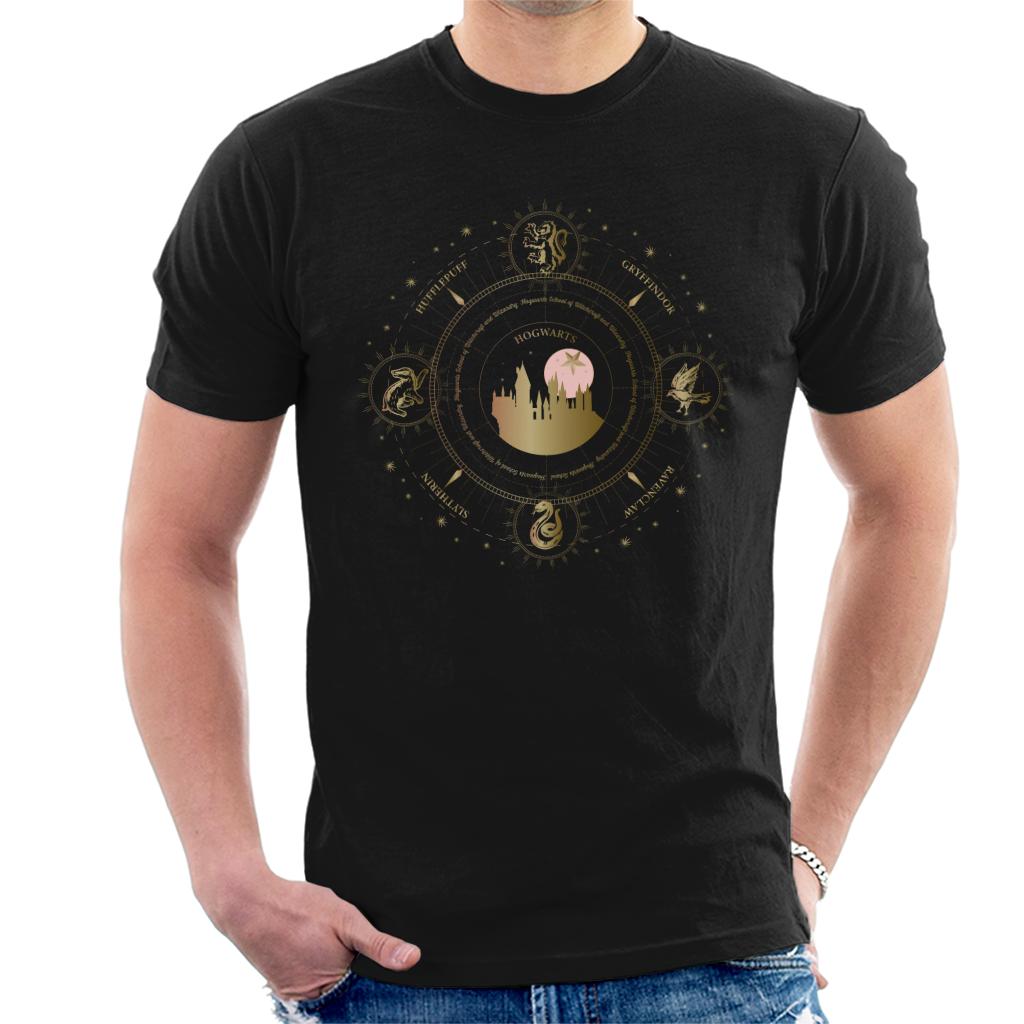 Harry Potter Hogwarts Houses Gold Silhouette Men's T-Shirt product image 1