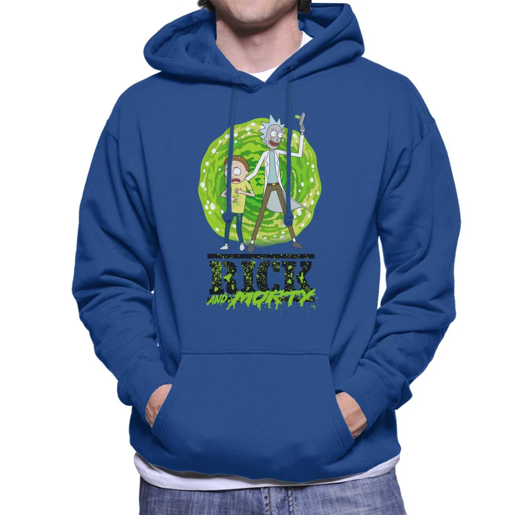 Rick and Morty Portal Green Splatter Text Men's Hooded product image 4