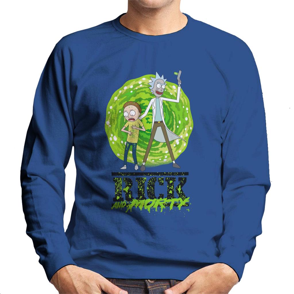 Rick and Morty Portal Green Splatter Text Men's Sweatshirt product image 4