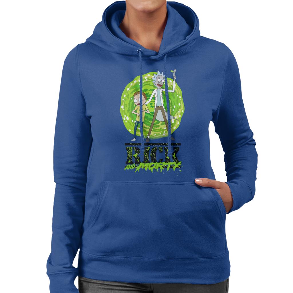 Rick and Morty Portal Green Splatter Text Women's Hooded product image 4