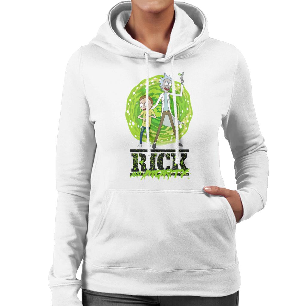 Rick and Morty Portal Green Splatter Text Women's Hooded product image 1
