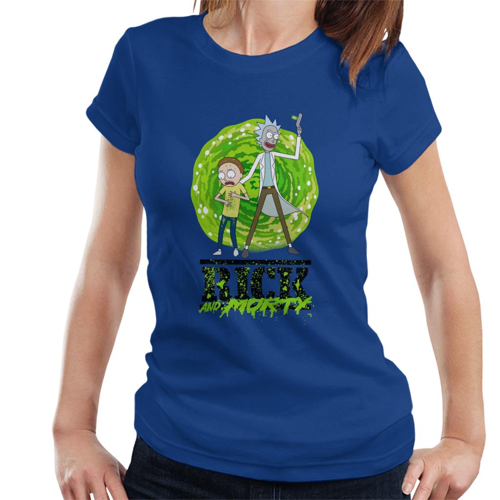 Rick and Morty Portal Green Splatter Text Women's T-Shirt product image 4
