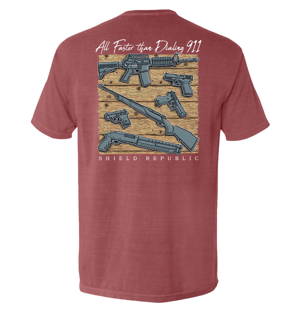 All Faster than Dialing 911 Pocket Tee product image 7