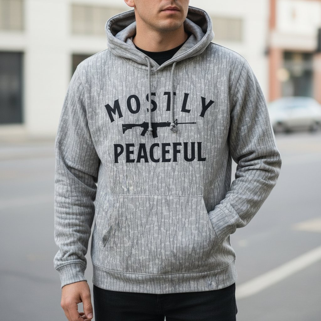 Mostly Peaceful (Black) Lightweight Hoodie product image 1