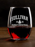 Christmas Varsity : Stemless Wine Glasses - Engraved