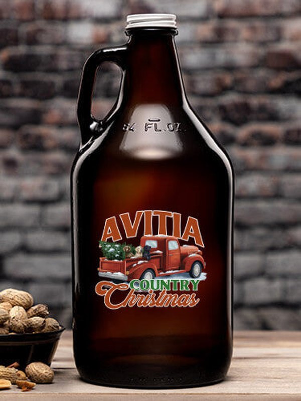 Country Christmas : Beer Growlers - Color Printed
