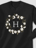 Cotton Wreath Monogram : Printed Long Sleeves