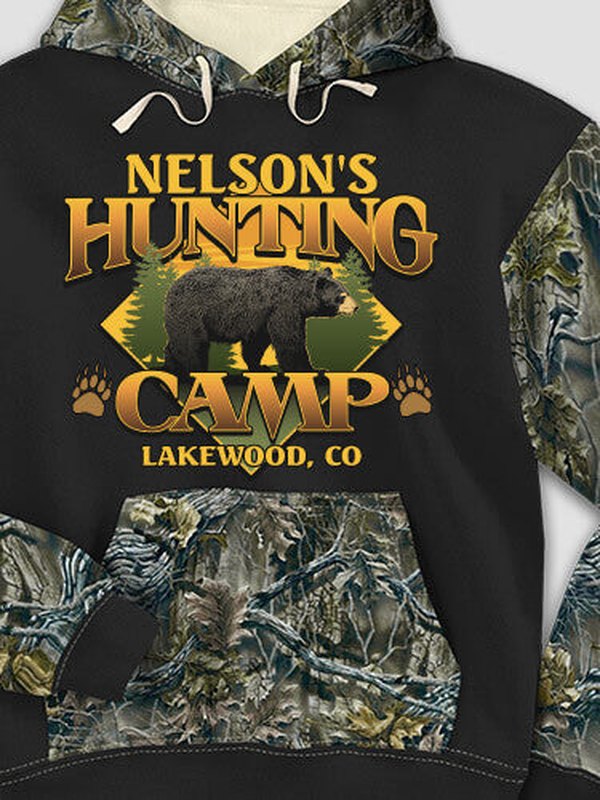 Bear Hunting Camp : Printed 2-Tone Camo Hoodies product image 1
