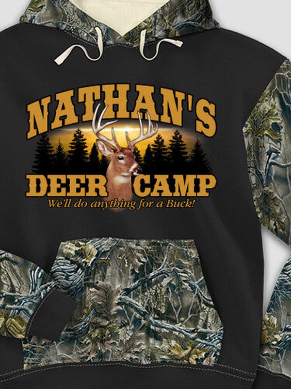 Deer Camp : Printed 2-Tone Camo Hoodies product image 1