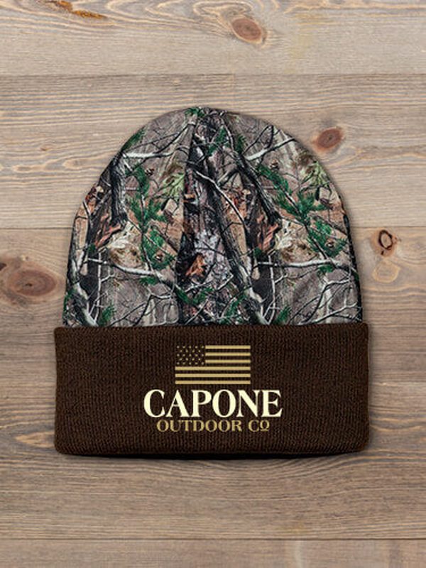 American Outdoor Company : Embroidered 2-Tone Camo Cuffed Beanie
