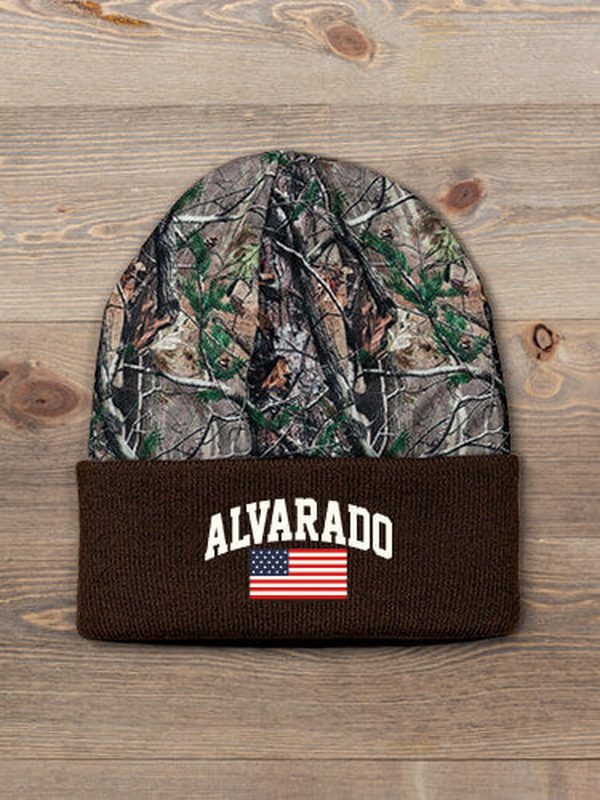 American Varsity : Embroidered 2-Tone Camo Cuffed Beanie