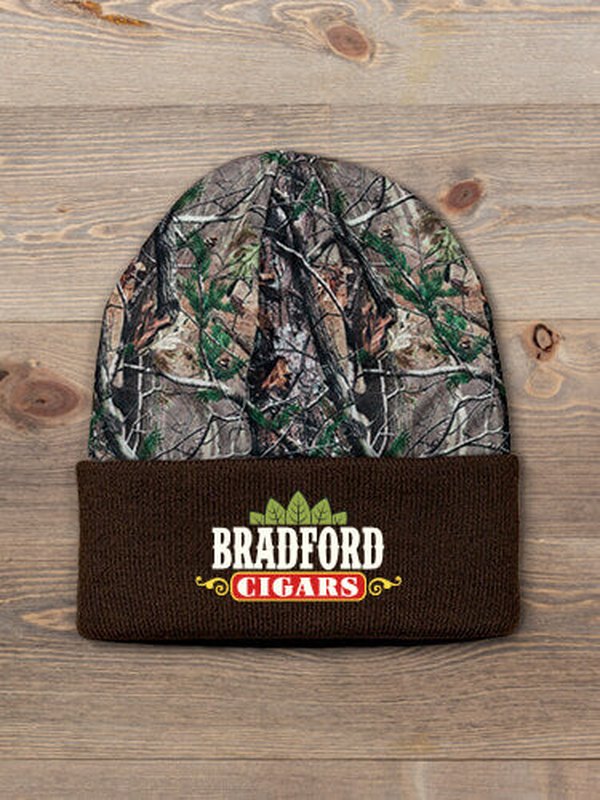 Cigars : Embroidered 2-Tone Camo Cuffed Beanie