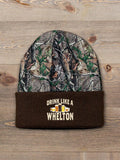 Drink Like A : Embroidered 2-Tone Camo Cuffed Beanie