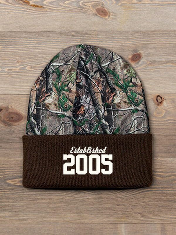 Established : Embroidered 2-Tone Camo Cuffed Beanie