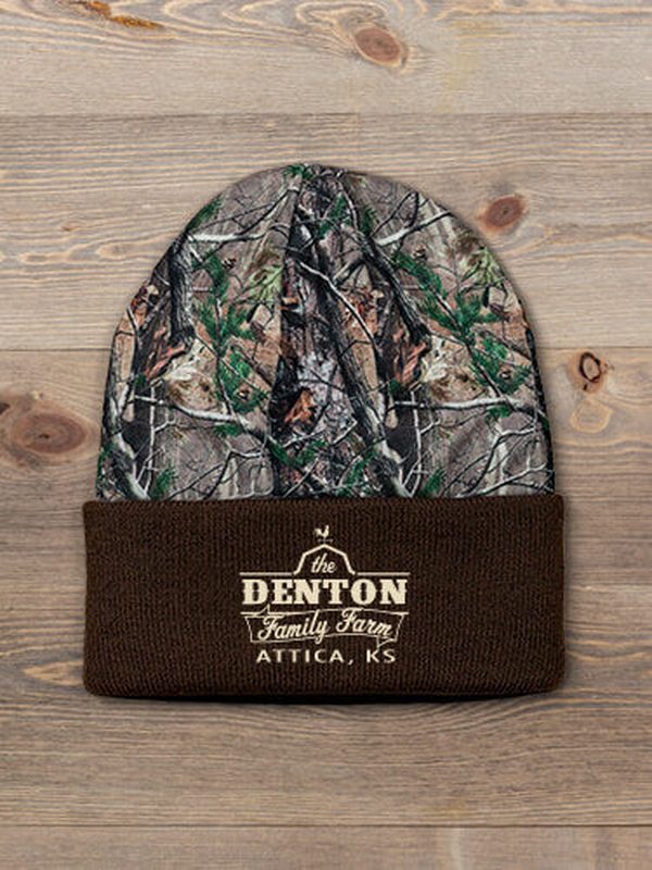 Family Farm : Embroidered 2-Tone Camo Cuffed Beanie