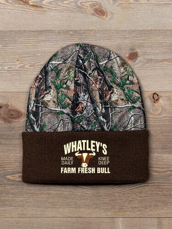 Farm Fresh Bull : Embroidered 2-Tone Camo Cuffed Beanie