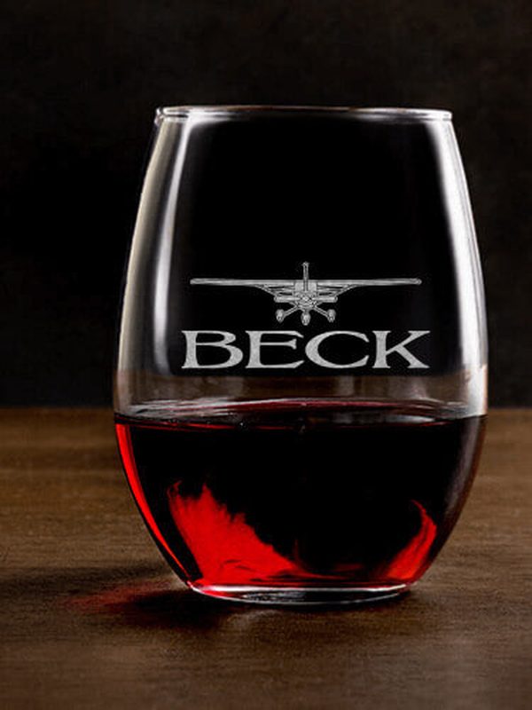Airplane : Stemless Wine Glasses - Engraved
