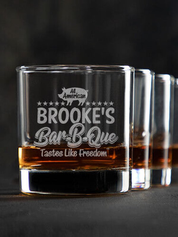 All American BBQ : Rocks Glasses - Engraved