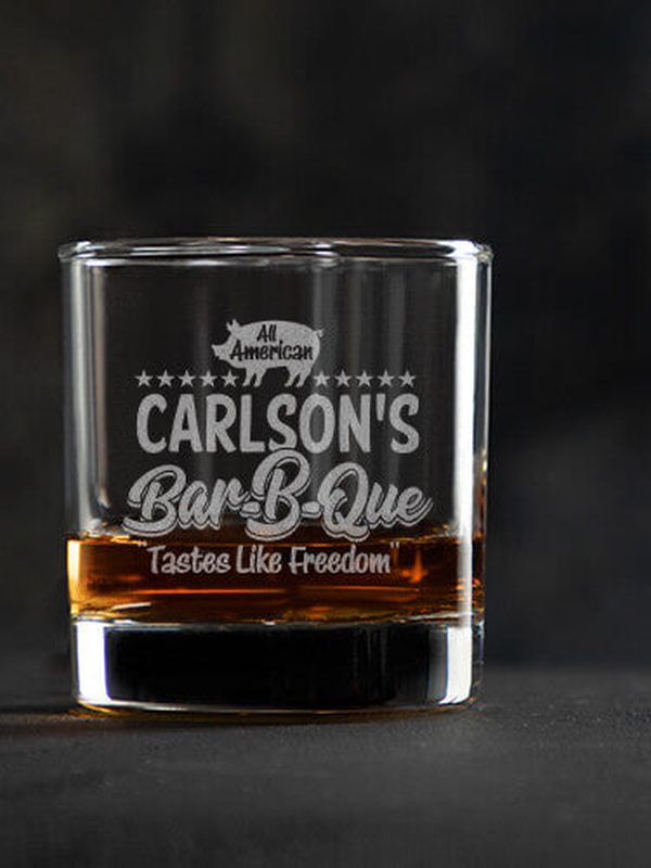 All American BBQ : Rocks Glasses - Engraved
