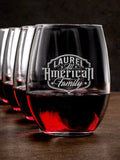 All-American Family : Stemless Wine Glasses - Engraved