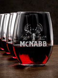 American Hunter : Stemless Wine Glasses - Engraved