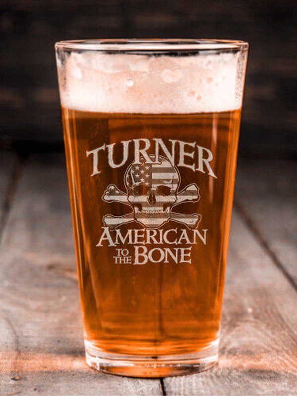 American to the Bone : Pint Glasses - Engraved